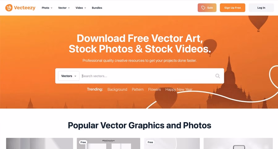The Vecteezy stock photography marketplace interface