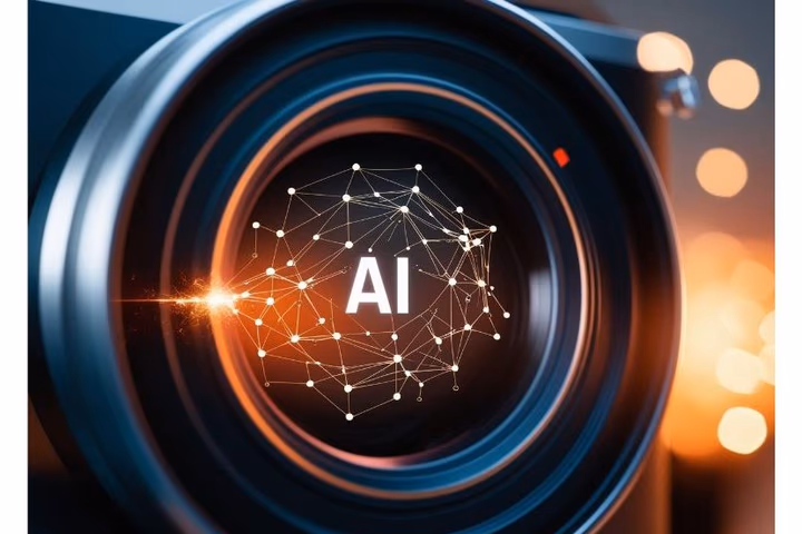 A digital camera with AI-powered autofocus tracking a moving subject