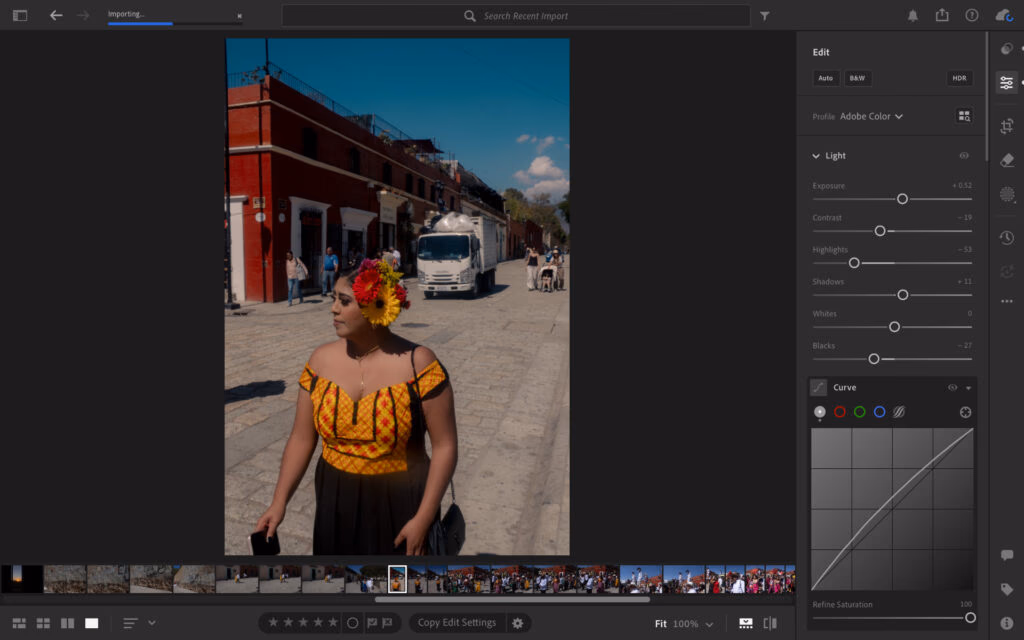 Lightroom interface