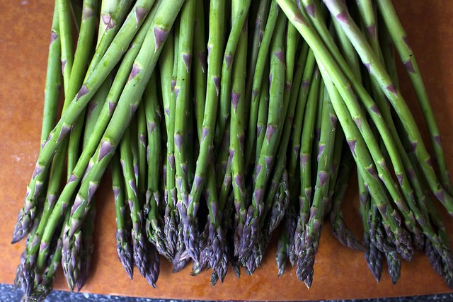 Pancetta hash with fresh spring asparagus